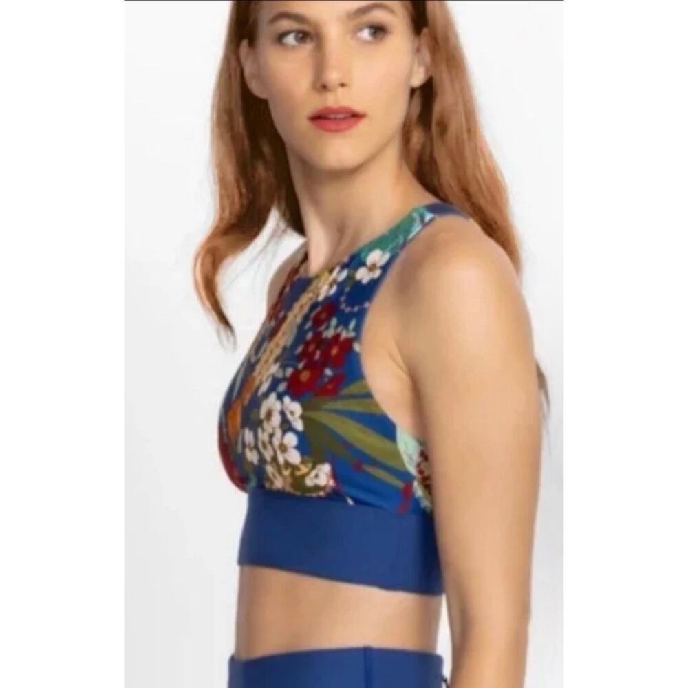 Johnny Was Boho Bee Active Tee Bee High Neck Cutout Sports Bra XS - Picture 2 of 4